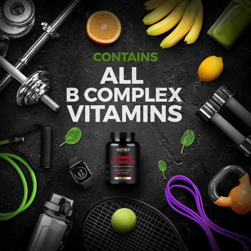 Vitamin B Complex - Contains All Essential B Vitamins - B1, B2, B3, B5, B6, B7, B9, B12 and Biotin - Super B Complex Vitamins for Energy, Immunity Support - 180 Tablets Vitamin B Tablet - 90 Count (Pack of 2)