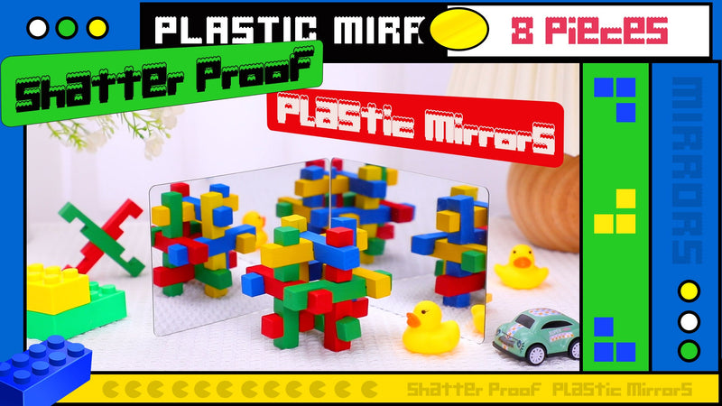 Marsui 32 Pcs Plastic Mirror Tiles 4x6 Inch Shatter Proof Craft Mirrors