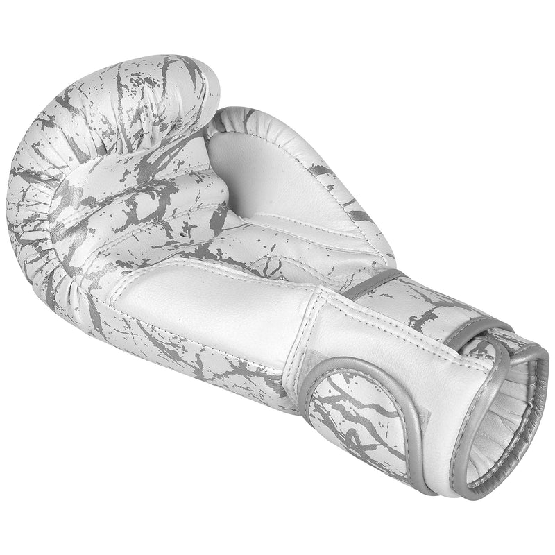 Boxistar Boxing Gloves - Men's & Women's, 8 oz to 16 oz with Optimal Padding White/Metallic Silver