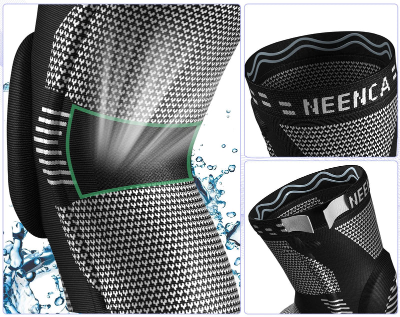 NEENCA Knee Braces for Knee Pain Relief, Compression Knee Sleeves with Patella Gel Pad & Side Stabilizers, Knee Support for Weightlifting, Running, Workout, Arthritis, Meniscus Tear, Men Women. ACE-53 Medium Black