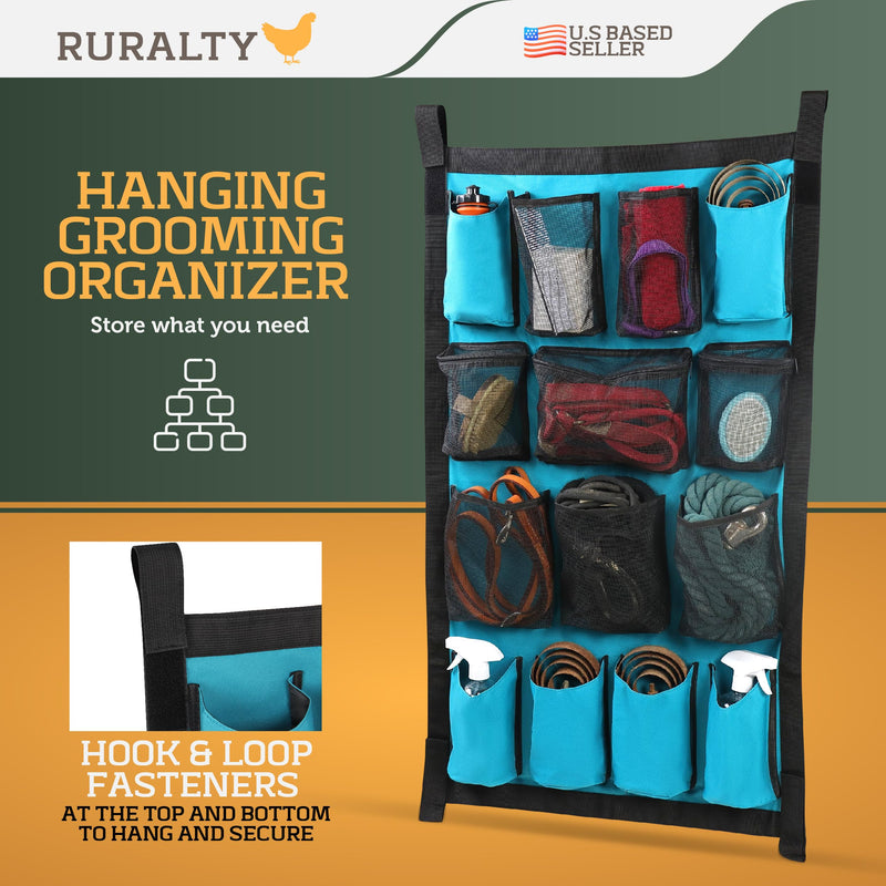 Hanging Grooming Organizer Caddy - 23x39in Equine Accessories Brush Holder Horse Trailer Door Organizer Pouch - BeesActive Australia