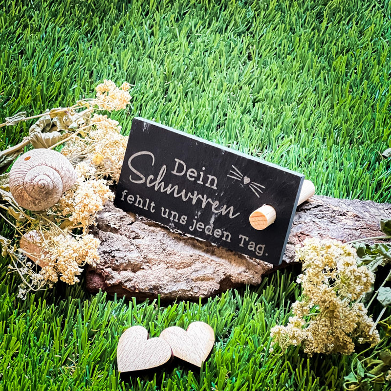 Ready for saying | Slate cards with engraving | Mourning | Funeral gift | memory | Keepsake Pet Cat "We miss your purr every day." - BeesActive Australia