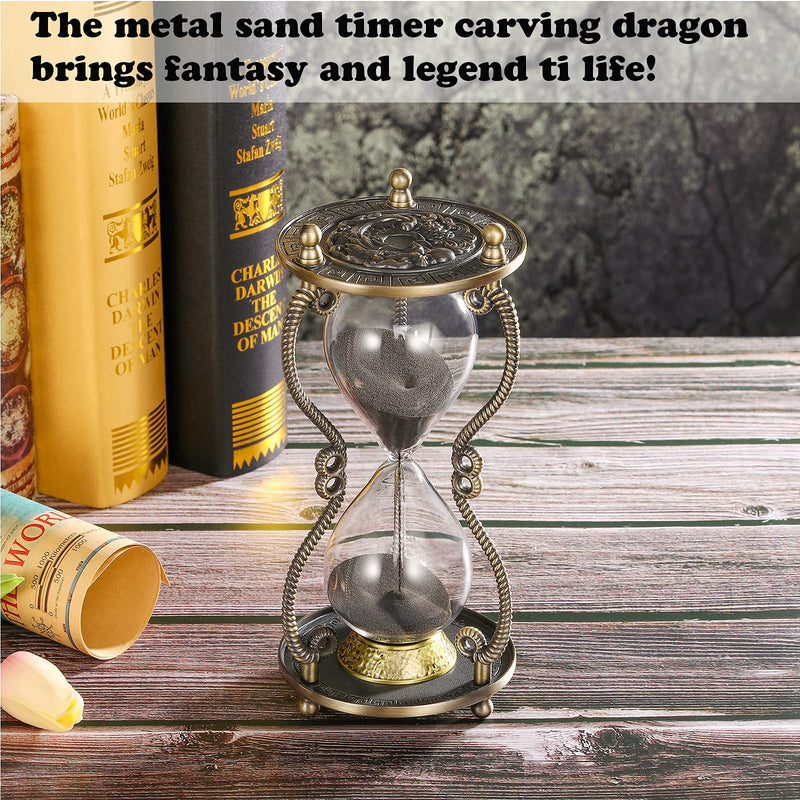 CNCJ Hourglass Timer Sand Clock 30 Minute: Brass Medieval Dragon Black Sand Watch 30 Min,Large Reloj De Arena,Gothic Fantasy Half Hour Sandglass for Gifts,Home,Desktop Decor 30 Minutes Medieval Dragon,black Sand - BeesActive Australia