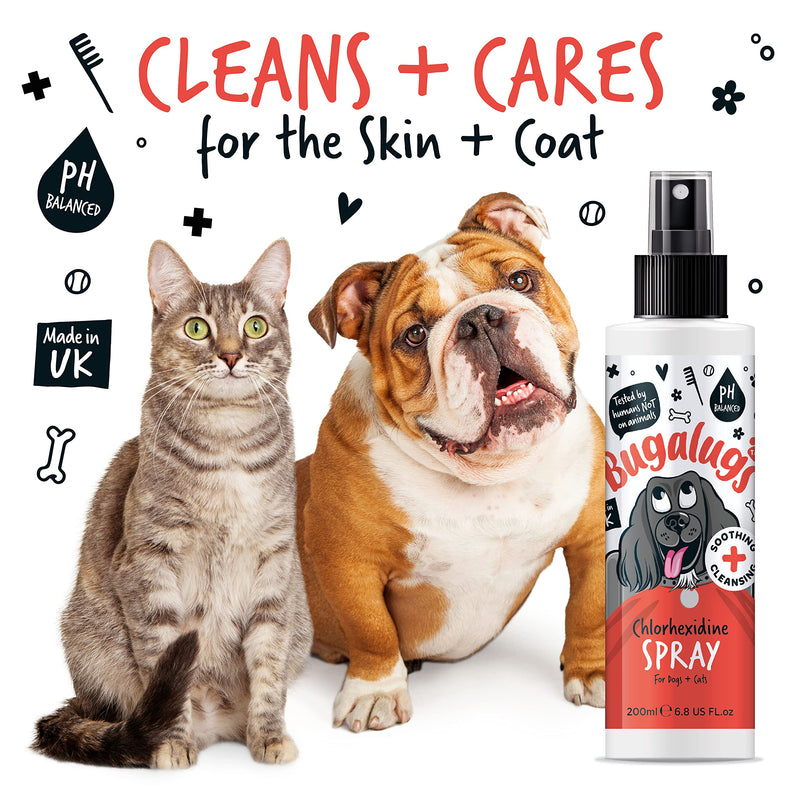 BUGALUGS Dog Spray for pawly skin - dog grooming pet spray. Great for dogs with stressed skin. Cleans Wrinkles for puppy, dogs & cat grooming