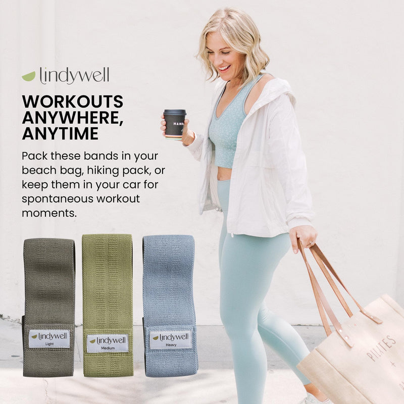 Lindywell Fabric & Exercise Bands for Women & Men - Resistance Bands for Working Out, Including Glute Activation, Strength Training, Physical Therapy - Durable, Non-Slip & Perfect for Home Or Gym Use Fabric Band Set