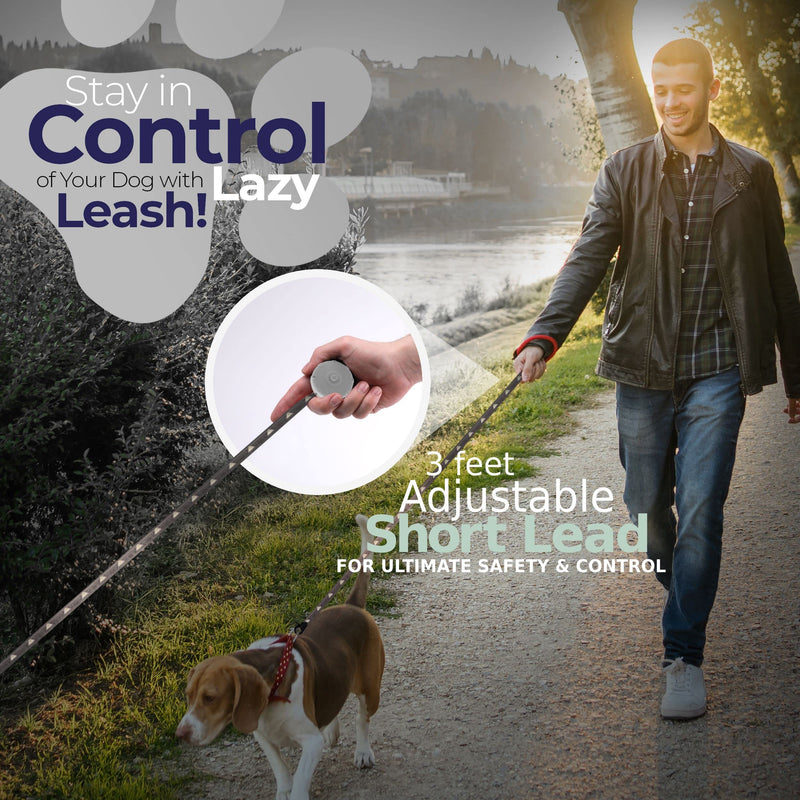 Mini Clip-On Power Leash Set – 2pc Heavy-Duty, Lightweight, Compact, Durable, Waterproof, Wearable, Adjustable Lead for Off-Leash Walking, Hiking, Training, Travel & Hands-Free Dog Control Gray+Bonus - BeesActive Australia