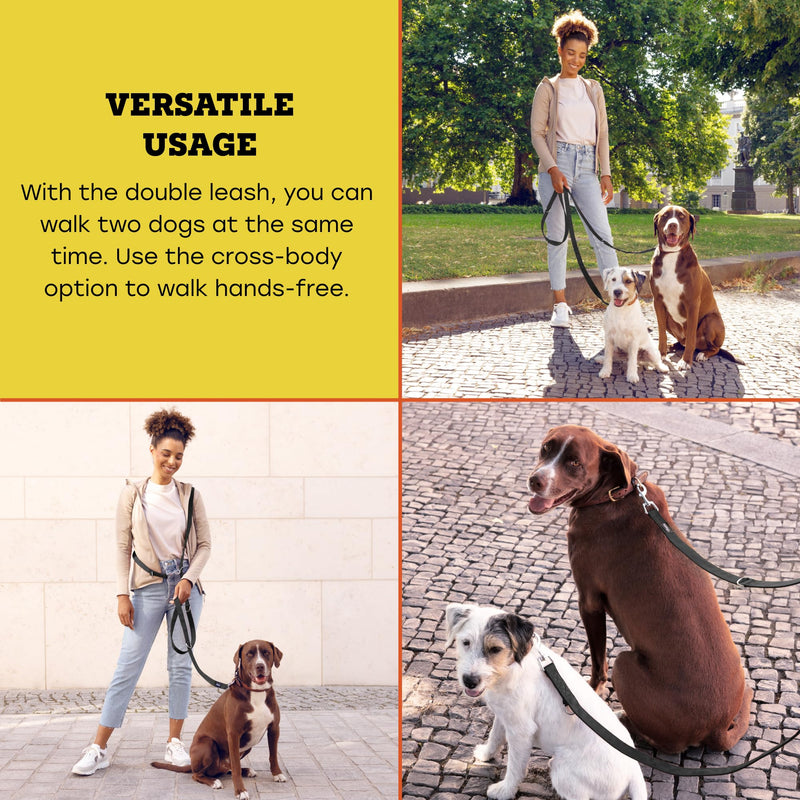 vitazoo dog leash - 3mx2.5cm - nylon graphite leash with carabiners for small, medium and large dogs - adjustable leash with 4 different lengths in black for your dog 3m - BeesActive Australia