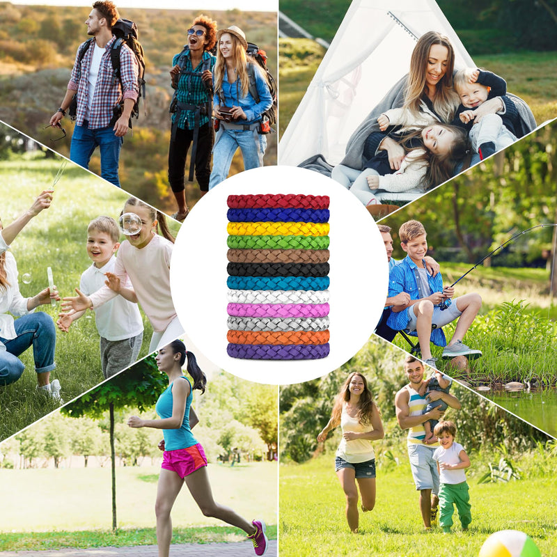 12 Pack Mosquito Repellent Bracelets, DEET-Free, Individually Wrapped PU Leather Insect & Bug Repellent Wrist Bands - BeesActive Australia