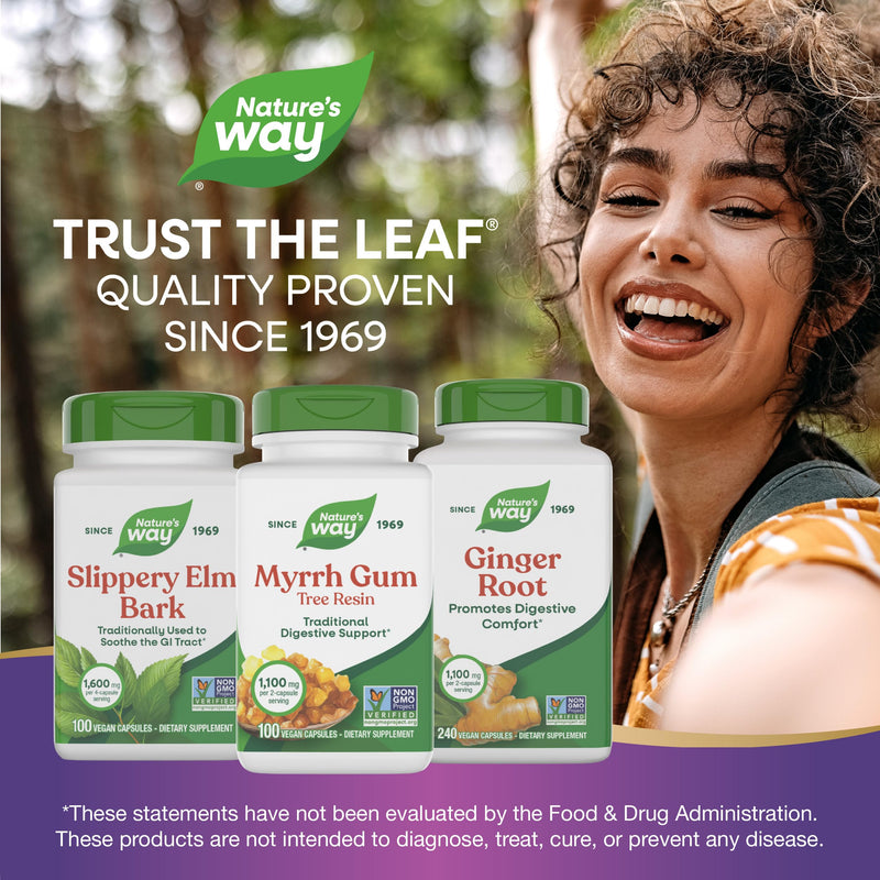 Nature's Way Myrrh Gum Tree Resin, Traditional Digestive Support*, 100 ct | 1.1 g per 2-Capsule Serving, Non-GMO Project Verified, Vegan, Dairy-Free, Gluten-Free, No Artificial Colors or Flavors 100 Count (Pack of 1)