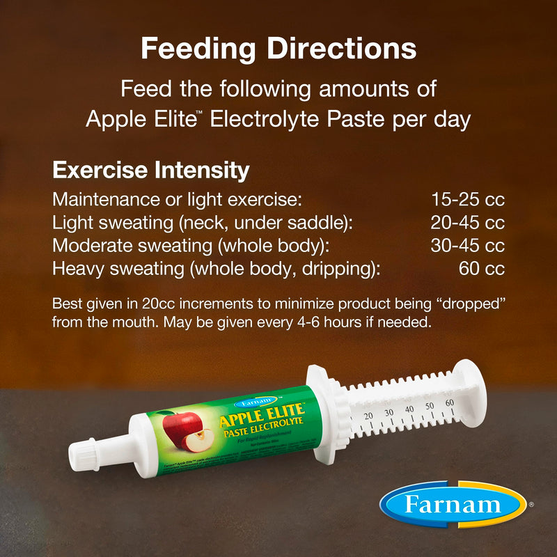 Farnam Apple Elite Horse Electrolyte Paste, Rapid replenisment of minerals lost in sweat during exercise, extreme weather and stressful conditions, 60 cc - BeesActive Australia