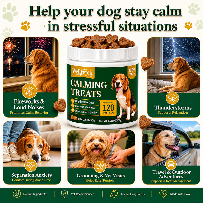 Dog Calming Treats for Anxiety & Stress Relief, Promotes Relaxation, Hemp Calming Chews for Dogs with Chamomile, Melatonin, Valerian Root & L-Tryptophan – Helps with Barking, Hyperactivity, Thunder