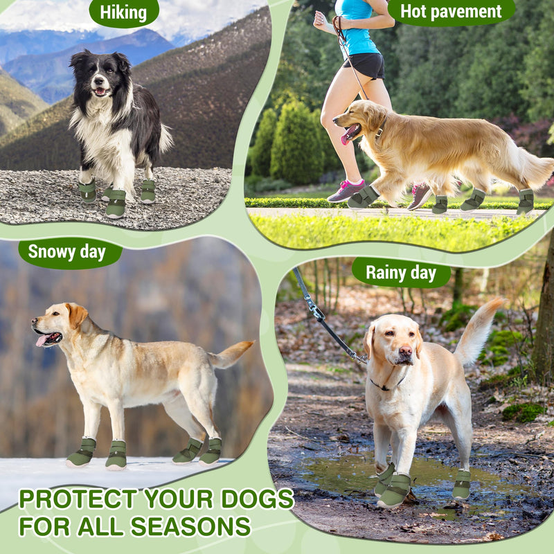 DcOaGt Dog Shoes for Large Dogs, Mesh Breathable Dog Boots & Paw Protectors for Hot Pavement Summer Winter Snow, 360° Anti-Slip Dog Booties for Hiking/Walking,Military Green 4PCS(Size 6) Military Green-Mesh Size 6:Width 2.37-2.67 inch(Pack of 4) - BeesActive Australia