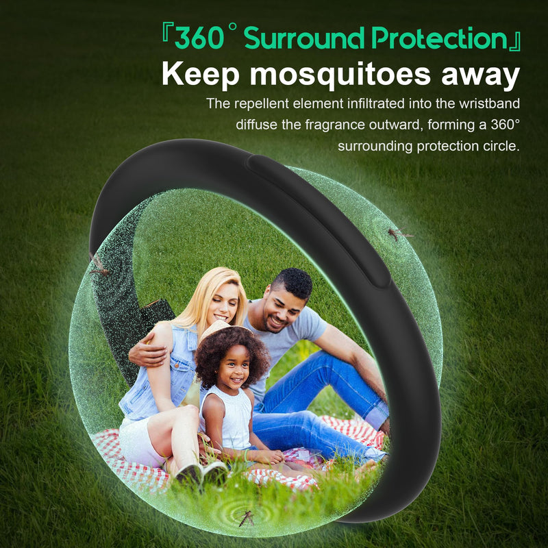 2 Pack Mosquito Repellent Bracelets, Insect & Pest Repellent Wristbands for Adults and Kids, DEET Free, Mosquito Repellent Bands Outdoor Patio (16 Replacement Cores - Black) - BeesActive Australia