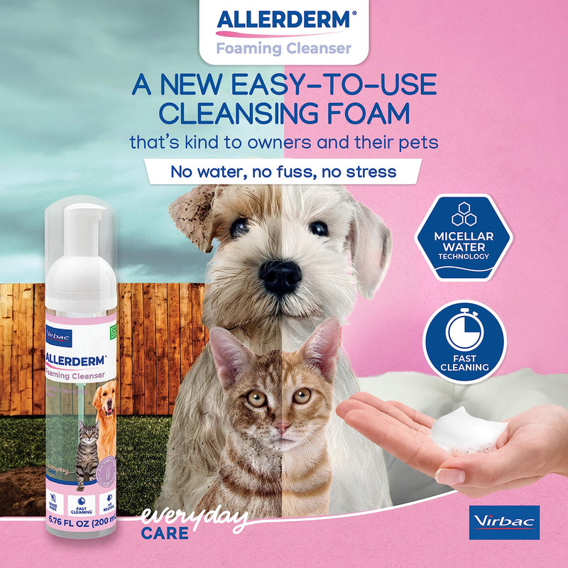 ALLERDERM Foaming Cleanser- Rinse-Free Waterless Micellar Foam for Dogs and Cats with Sensitive Skin by Virbac - PawsPlanet Australia