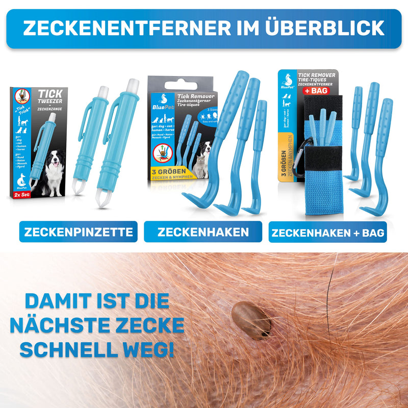 BluePet set of 3 tick hooks for dogs, cats, horses and humans - tick lever as a proven tick remover for tick tweezers I alternative to tick tweezers, tick twister, tick protection and tick treatment BESTSELLER 3x set blue - BeesActive Australia