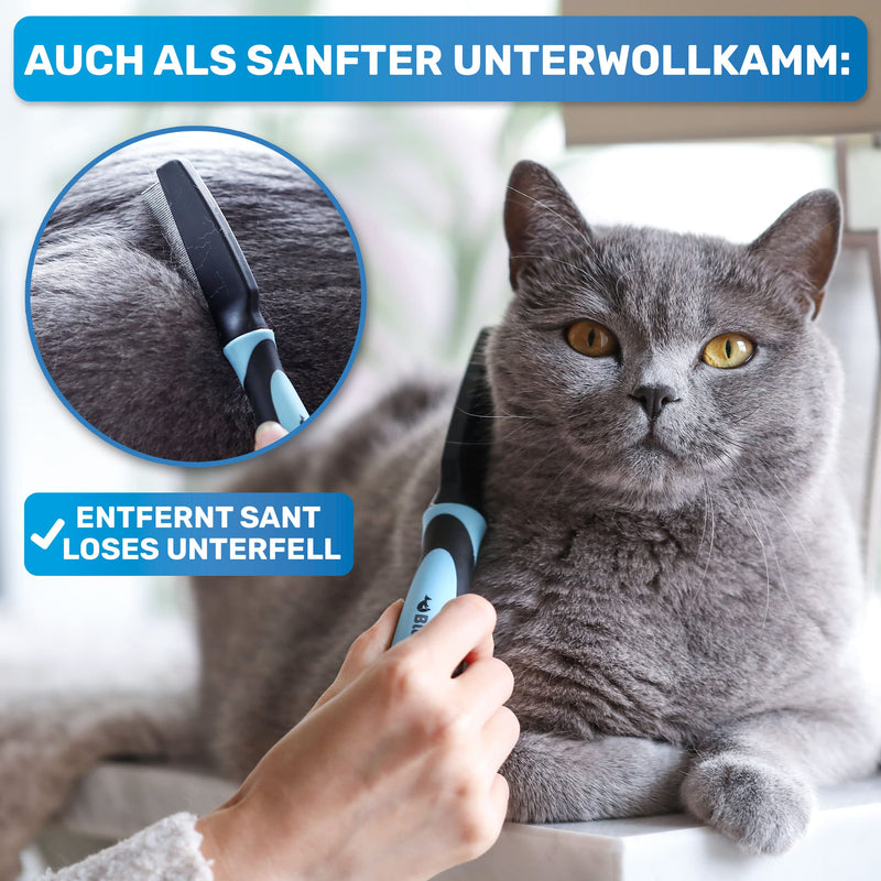 BluePet "FlohGo" Professional Flea Comb & Lice Comb for Dogs & Cats - Gentle & Safe Thanks to Rounded Prongs Blue - BeesActive Australia
