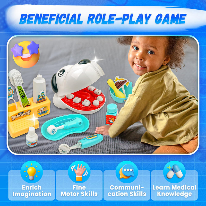 SMILESSKIDDO Dentist Kit for Kids - 26 Pcs Doctor Play Set with Dental Tools and Medical Accessories, Pretend Play for Toddlers - Educational Gifts for Girls Boys 3 4 5 6 7 8 - BeesActive Australia