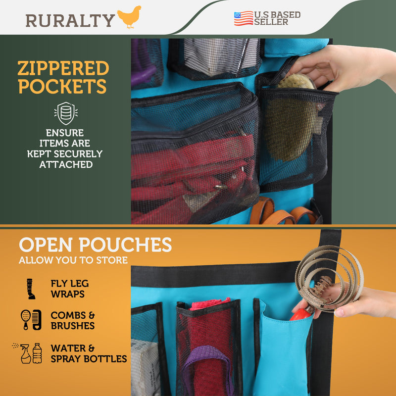 Hanging Grooming Organizer Caddy - 23x39in Equine Accessories Brush Holder Horse Trailer Door Organizer Pouch - BeesActive Australia