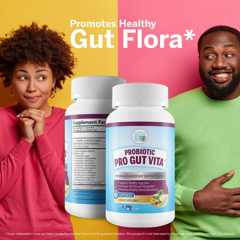 Probiotic Pro Gut Vita - Gut Health Support Probiotic & Vitamin Formula - Promote Healthy Digestion, Nutrient Absorption, Bowel Movements - Help Improve Gut Microbiome for Additional Health Benefits