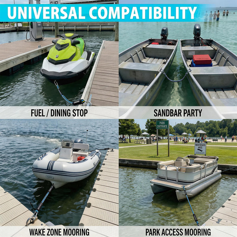 Obcursco Bungee Dock Line, Jet Ski Dock Line with Double 316 Stainless Steel Clips, Boat Snubber Docking Rope for PWC, Boat Accessories for Waverunner, Seadoo, Kayak, 2 Pack 4-5.5ft Yellow & Blue Yellow/Blue - BeesActive Australia