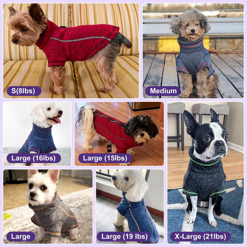 cyeollo Dog Jacket Warm Fleece Coat Dog Sweater Reflective Jackets Zipper Up Coats Step in Winter Small Dog Clothes Pet Apparel Large Blue - BeesActive Australia