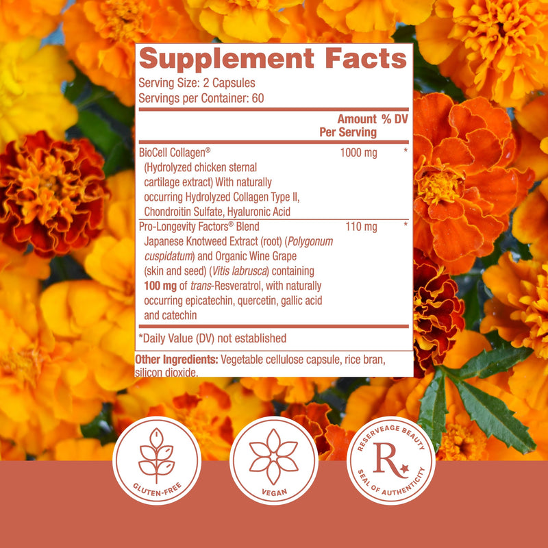 Reserveage Beauty Collagen Booster - Supplement for Skincare & Joint Health - Supports Healthy Collagen Production for Women - 120 Capsules (30 Servings) 120 Count (Pack of 1)