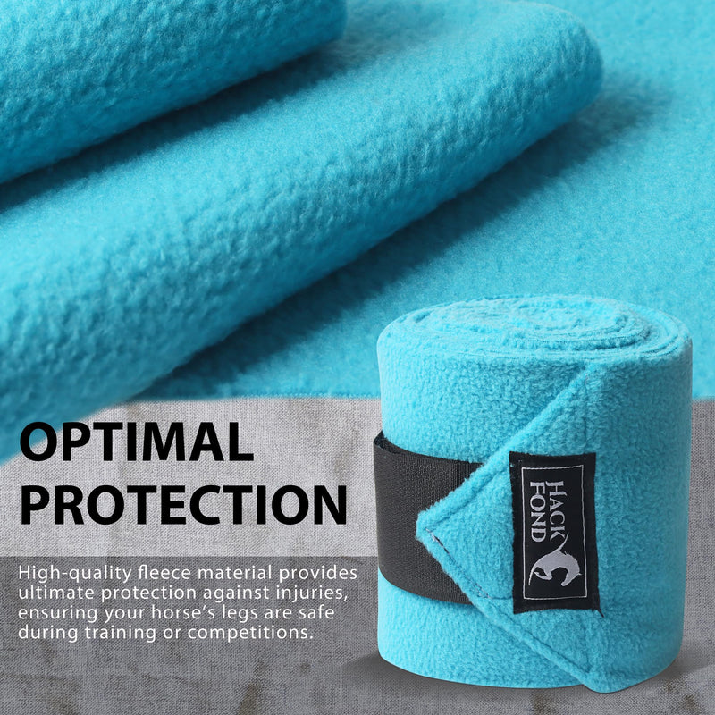 Horse Polo Leg Wraps, 10' Long Fleece Polo Wraps for Horses Set of 4, Horse Leg Bandages Stable Supplies Equestrian Boots Horse Leg Protection Vivid Cerulean 10' - BeesActive Australia
