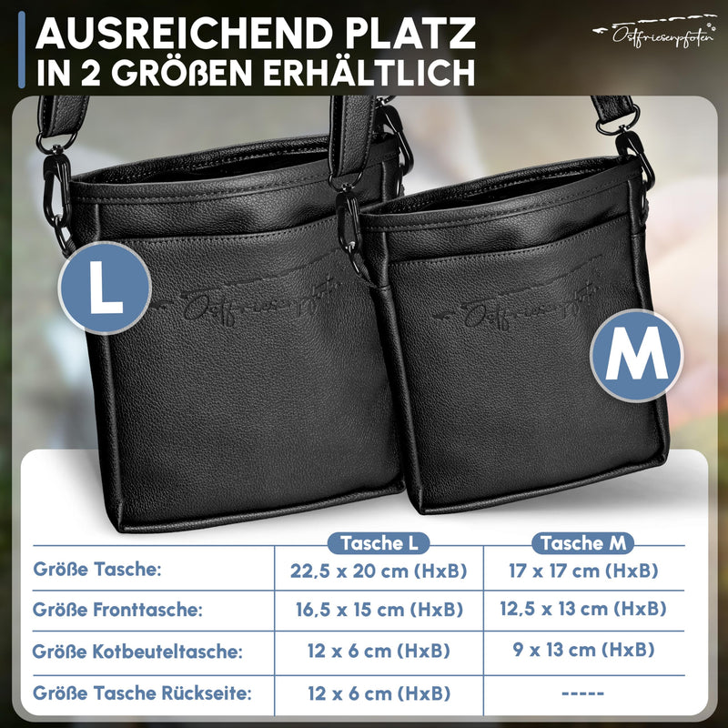 Ostfriesenpfoten® treat bag 'Frieda' for dogs made of high-quality faux leather - black size L - food bag with EasyOpen one-hand magnetic closure - dog treat bag - BeesActive Australia