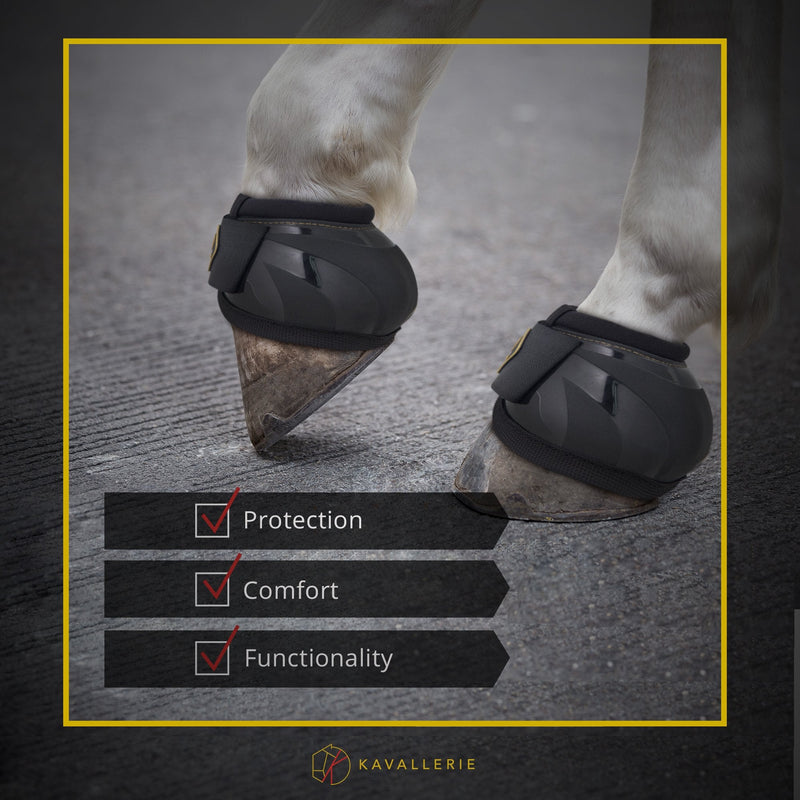 Kavallerie PRO-K Soft No Turn Bell Boots Ultimate Hoof Protection, with Anti-Spin Fastening System, Durable & Prevents Overreaching Black XXL - BeesActive Australia