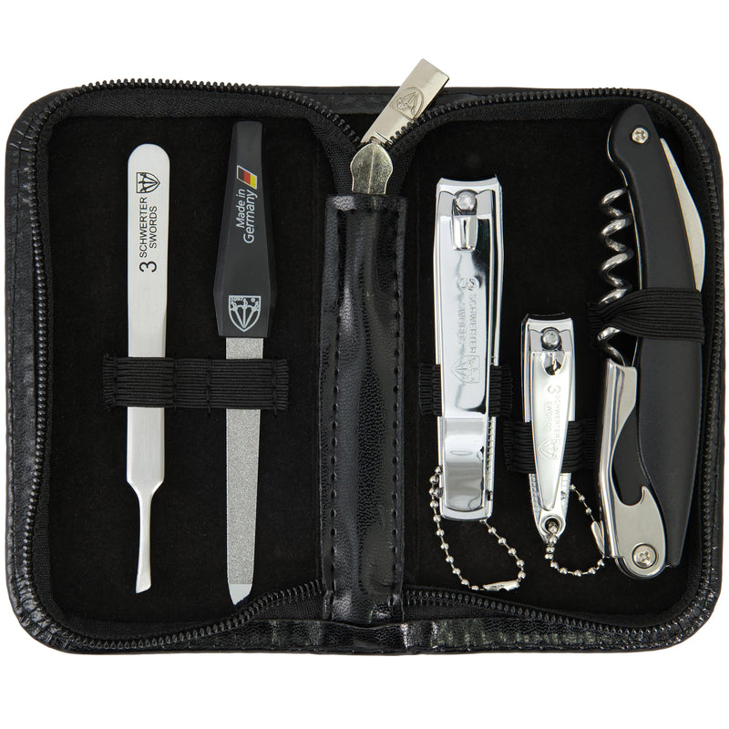 3 Swords Germany - brand quality 5 piece manicure pedicure grooming kit set for professional finger & toe nail care scissors clipper fashion leather case in gift box, Made by 3 Swords (00804) - BeesActive Australia