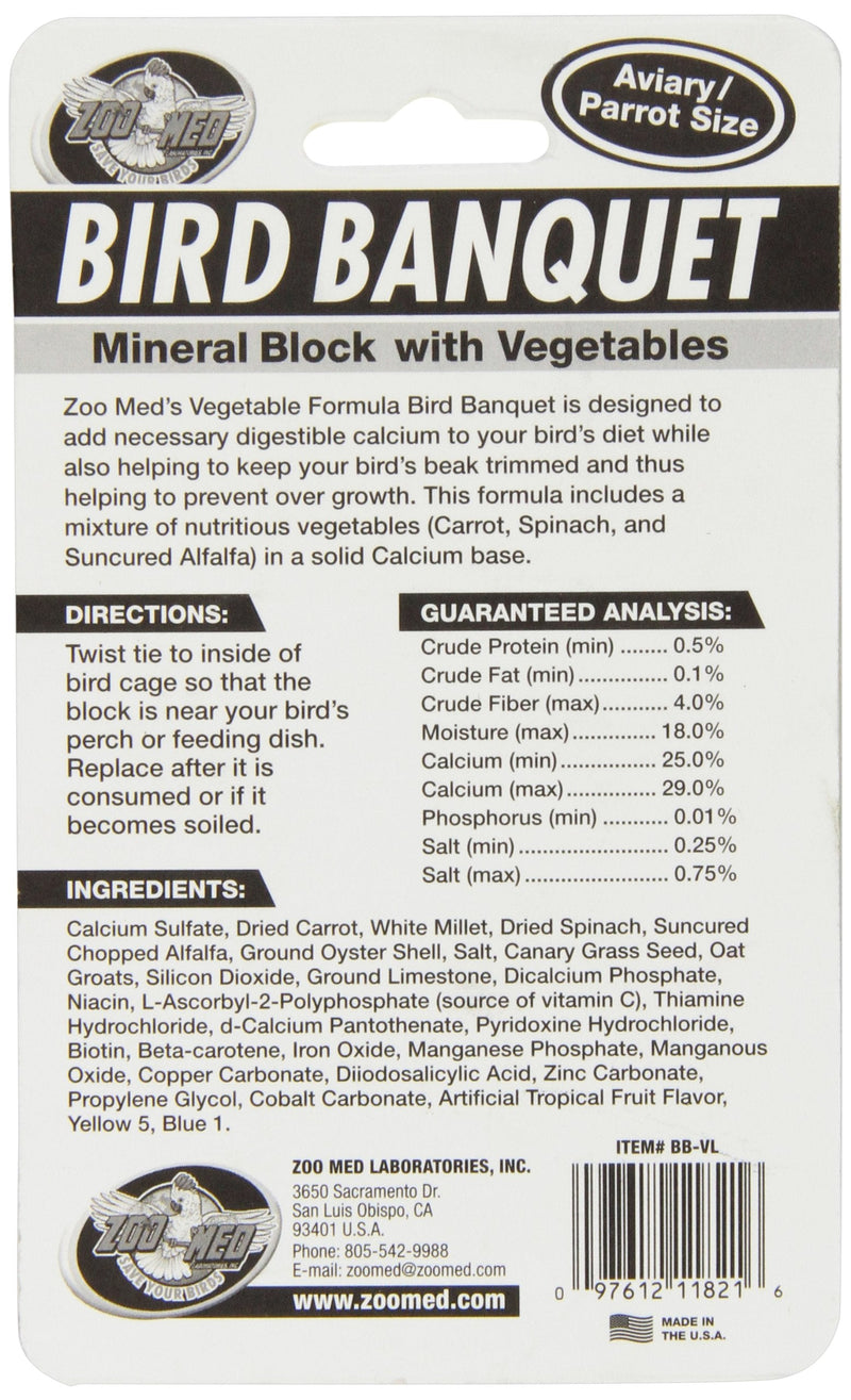 Zoo Med Mineral Block With Vegetables Bird Banquet, 5-Ounce