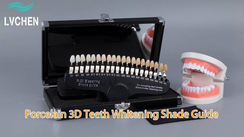 Dental Shade Guide Professional 3D R-20 Tooth Whitening Shade Chart with 20 Colors Teeth Shade Guide with Mirror