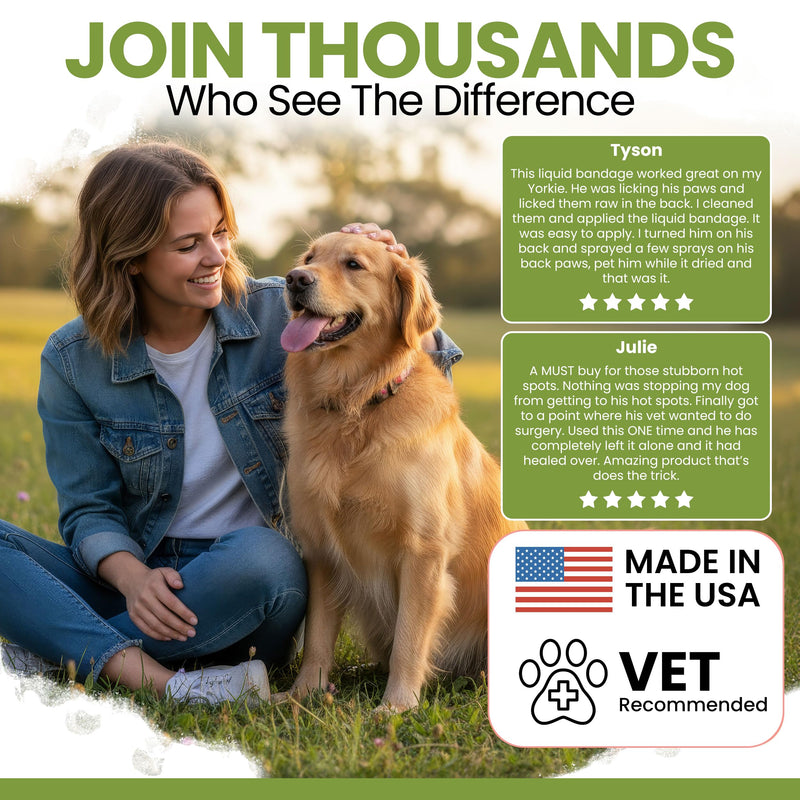Pet Liquid Bandage for Dogs - 8 oz Spray with Aloe - Wound Care for Dogs Including Cuts, Scrapes, and Stitches - Breathable and Waterproof 8 Ounce