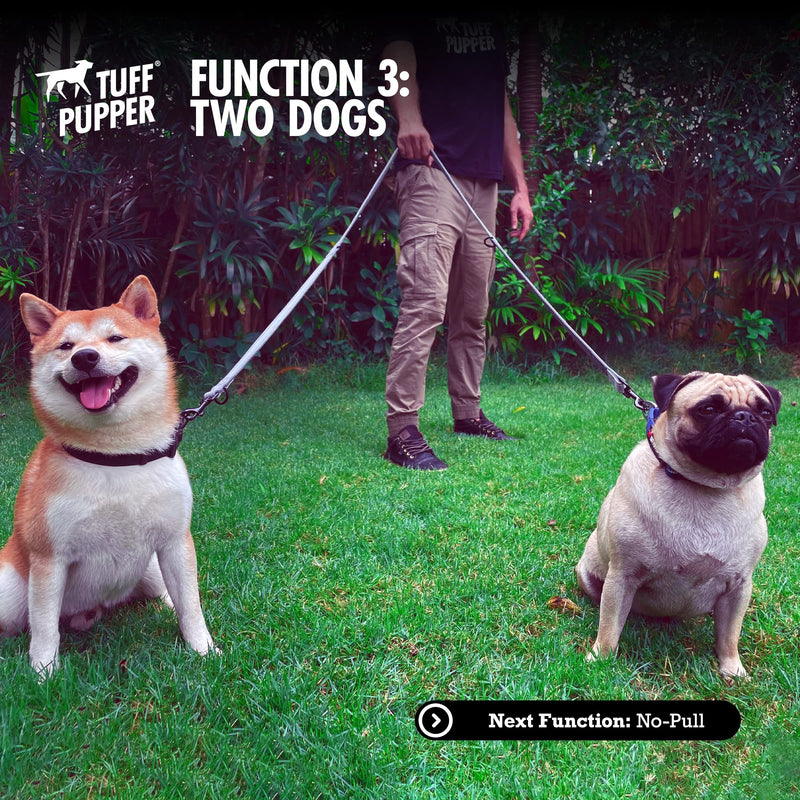 Tuff Pupper Heavy Duty Multi Function Crossbody Leash | 6 Uses in One Cross body Leash | 8 Feet Hands Free Leashes | Two Dog Leashes | Ballistic Nylon & Thick Neoprene Padding, Small Medium Large Dogs - BeesActive Australia