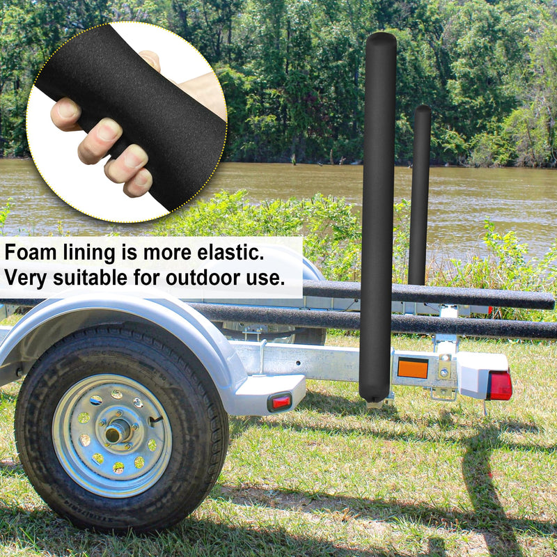 Pair of Boat Trailer Guide Pole Pad and Cover Heavy Duty Canvas Boat Trailer Capped Guide Pole Pad Cover- Black 60" - BeesActive Australia