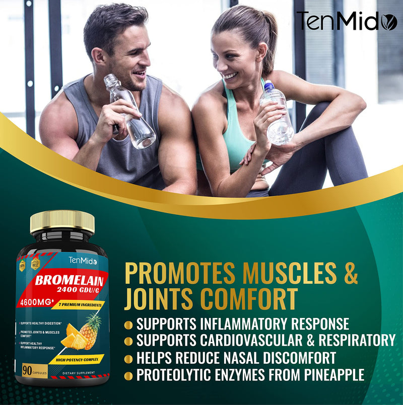Bromelain Extract Capsules 4600mg, Proteolytic Enzymes & VitC, Quercetin, Echinacea, Garlic, Pepper - Supports Digestion Health, Nutrient Absorption - 90caps, 3Months supply - BeesActive Australia
