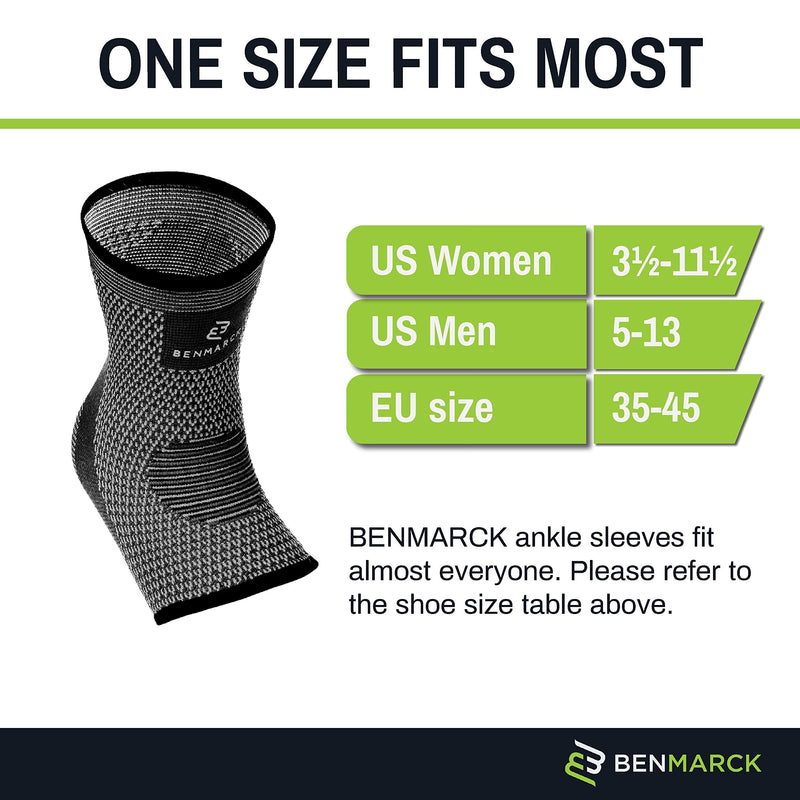 Benmarck Achilles Tendon Support Brace, Plantar Fasciitis Sock, Ankle Compression Sleeve For Running, Tendonitis and Flat Feet Relief Gray Black Unisize