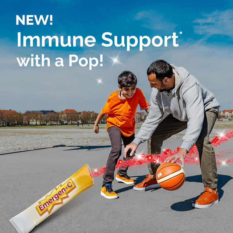 Emergen-C Kidz Crystals, On-the-Go Emergen-C Immune Support Supplement with Vitamin C, B Vitamins, Zinc and Manganese, Sparkly Strawberry - 56 Stick Packs - BeesActive Australia