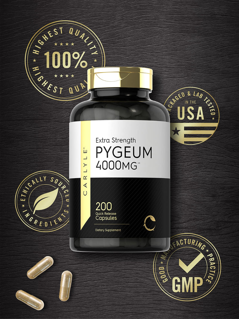 Carlyle Pygeum Africanum Bark | 200 Capsules | High Potency Extract | Non-GMO, Gluten Free Supplement