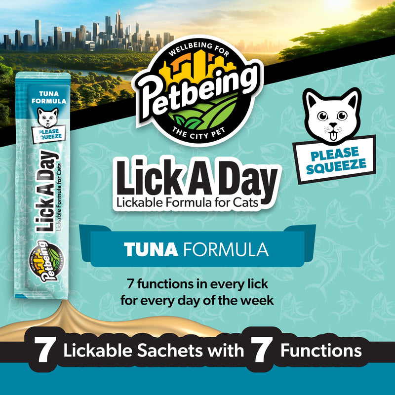 Lick a Day | Specially Formulated 7-in-1 Functions Daily Real Meat Lickable Cat Supplemets | Tasty Cat Puree Squeeze ups for Cats & Pet Vitamins Combination (7-Pack x 4, Chicken & Tuna) Mix of Chicken & Tuna