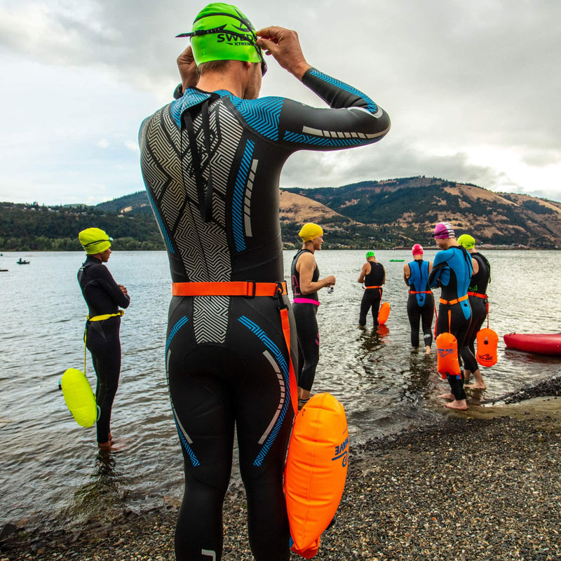 New Wave Swim Buoy for Open Water Swimmers and Triathletes - Light and Visible Float for Safe Training and Racing - Nylon TPU Orange Nylon-TPU 15L - BeesActive Australia