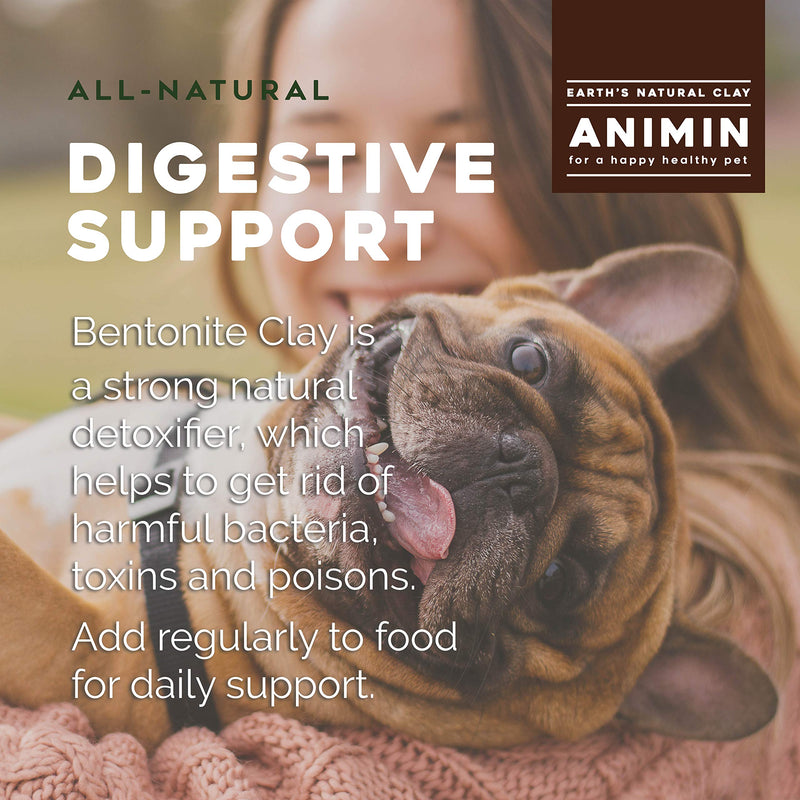 Earth's Living Animin Calcium Bentonite Clay for Pets | 13 oz | Alkalizing Detox Powder Relieves Arthritis, Diarrhea etc | Cleanses Toxins, Parasites, Bacteria | Supports Digestive and Immune System - PawsPlanet Australia