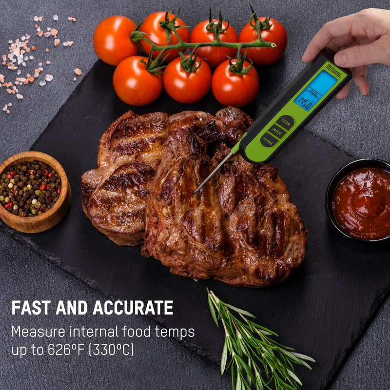 Taylor TruTemp Dual Instant Read Infrared Meat and Food Thermometer, Digital for Cooking, IPX5 Splash Proof Design, Plus Meat Probe for BBQ, Kitchen, Smoker, and Grilling, Green - BeesActive Australia