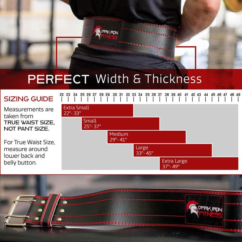 Dark Iron Fitness Weight Lifting Belt for Powerlifting Deadlift Training, Premium Leather for Core Support Gym Strength Workout Medium Black - BeesActive Australia