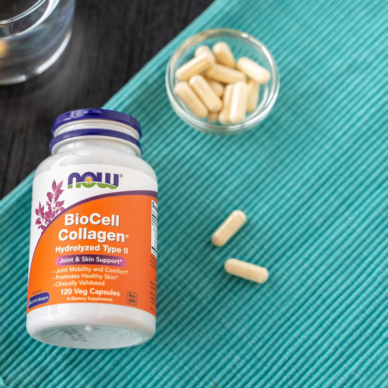 NOW Foods Supplements,BioCell Collagen® Hydrolyzed Type II,Clinically Validated,120 Veg Capsules,(Pack of 2) 120 Count (Pack of 2)