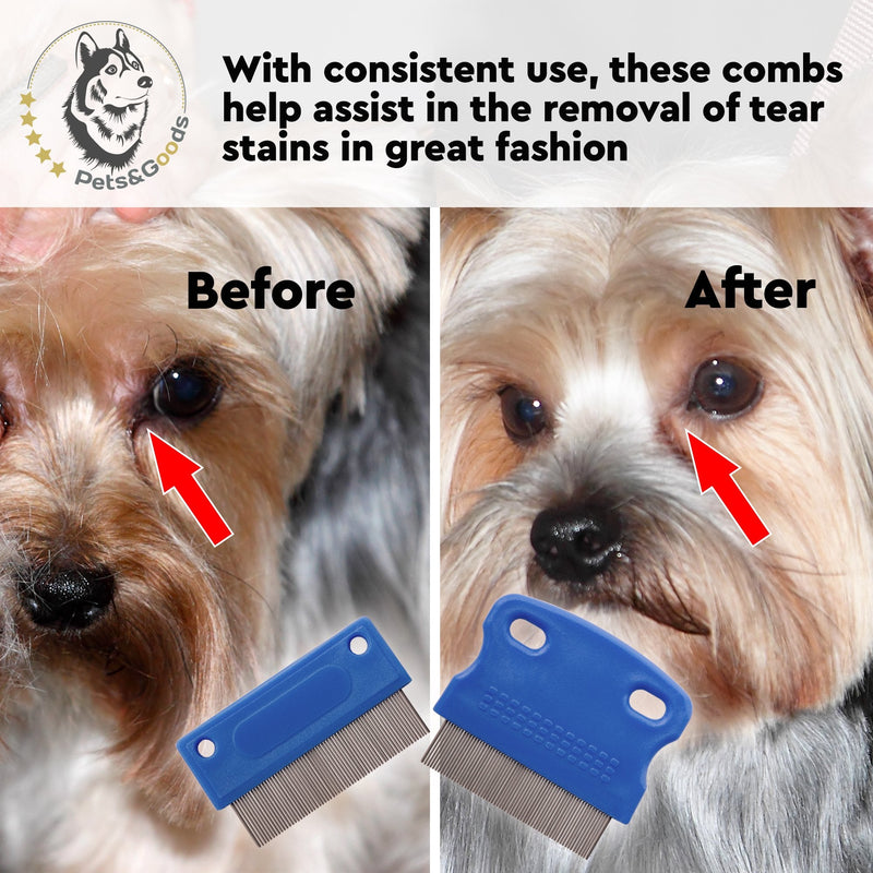 Dog Grooming Comb - Tear Stain and Mucus Remover - Gently Removes Eye Crust and Stains - Set of 2 - BeesActive Australia