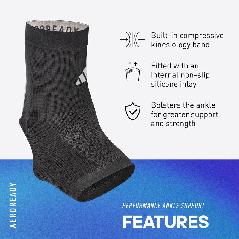 adidas Performance Climacool Ankle Support Sleeve - Ankle Sleeve for Training, Competitions, Support, and General Fitness - Ergonomic Design, Silicone Grip, Breathable & Durable Material - Large
