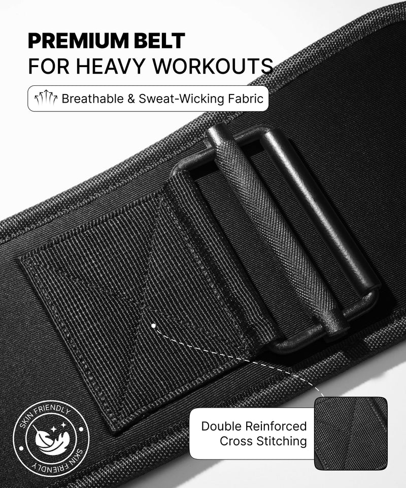 DMoose Fitness Weight Lifting Belt for Squats, Deadlift & Intense Workout - 6" Adjustable Fit Auto Lock Weightlifting Belt for Men & Women - Neoprene Gym Belts for Stability & Lumbar Back Support Black Medium
