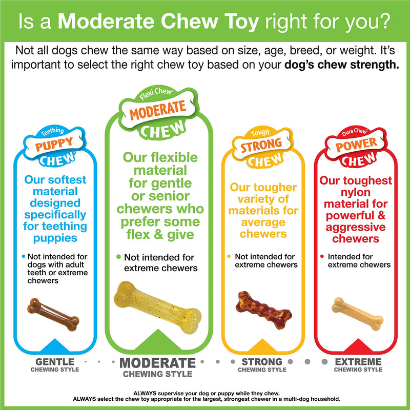 Nylabone Moderate Chew FlexiChew Bone Peanut Butter & Bacon XX-Small/Tiny (2 Count) - BeesActive Australia