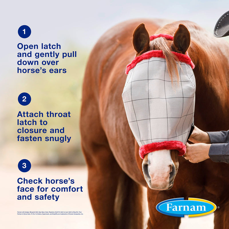 Farnam SuperMask II Fly Mask without Ears for Larger Horses, Full Face Coverage and Eye Protection from Insect Pests, Structured Classic Styling Mesh with Plush Trim, XL Size X-Large - BeesActive Australia